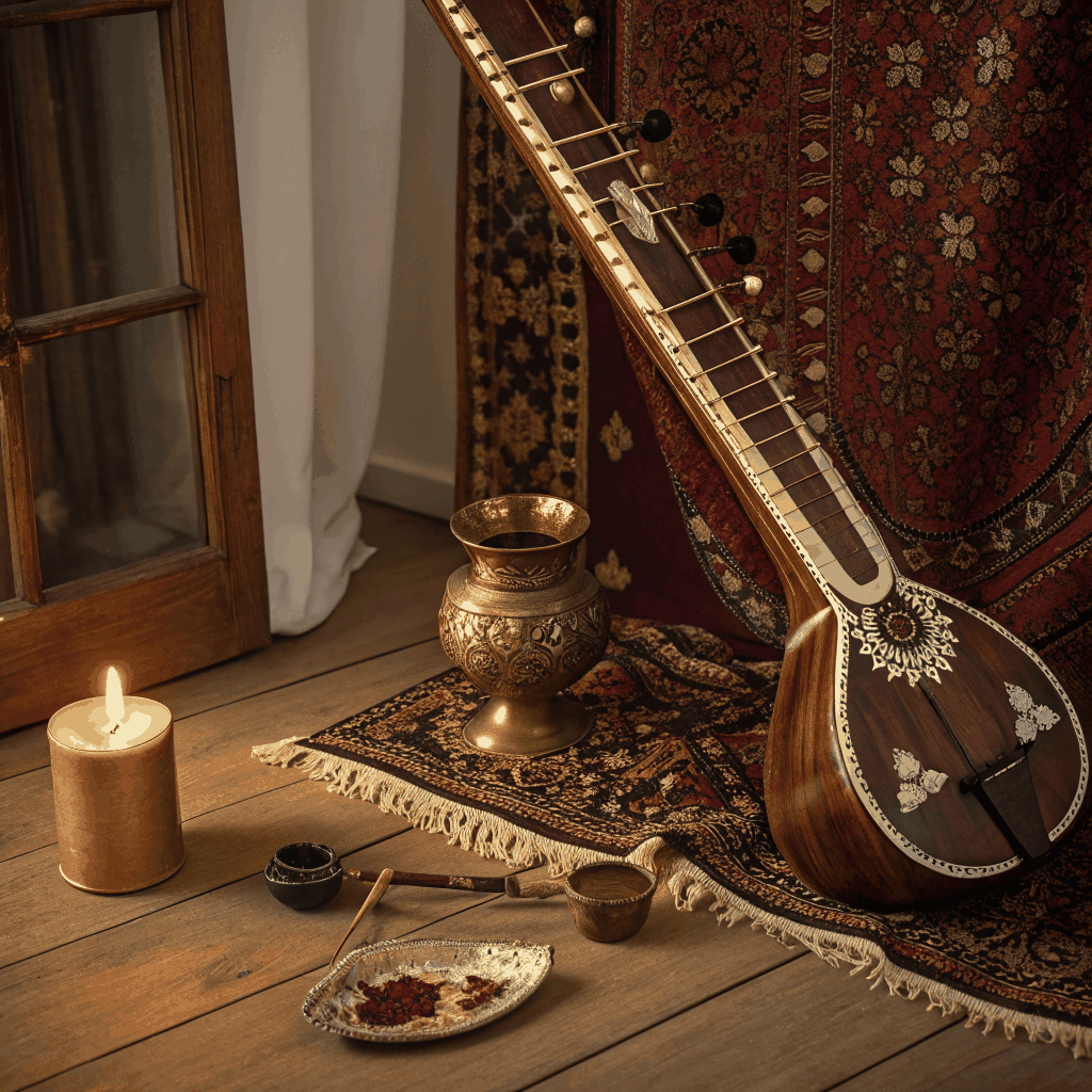 Handcrafted orchestral planetary gong on dark timber stand