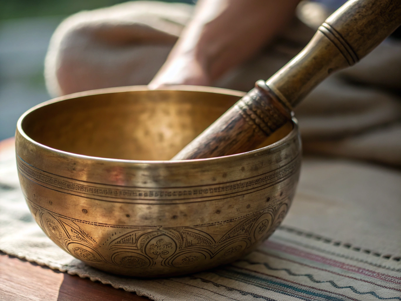 Comparison of antique bronze singing bowl and frosted quartz bowl